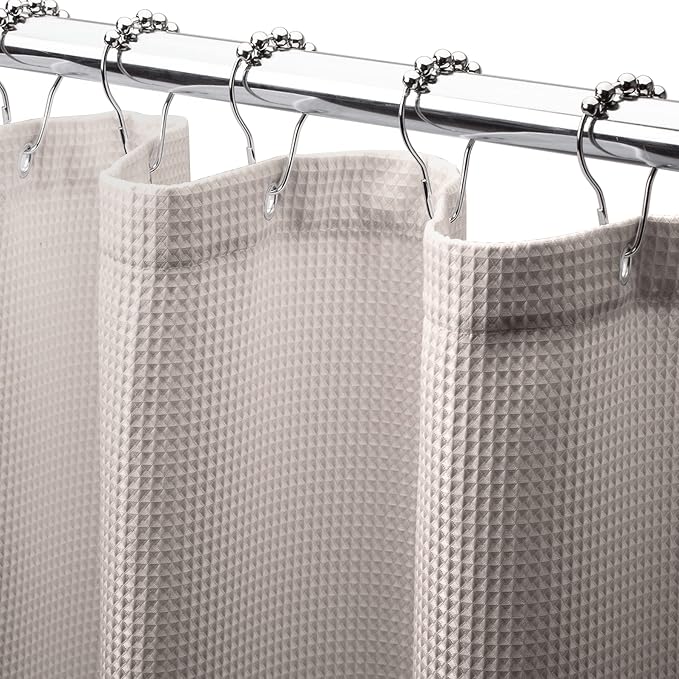 AmazerBath Waffle Shower Curtain Khaki, Stall Shower Curtain Tan, Hotel Quality by AmazerBath