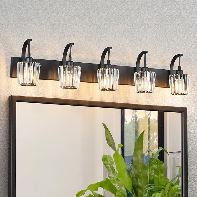 Modern Bathroom Vanity Light, 5-Light Black Wall Sconce by FDPBY