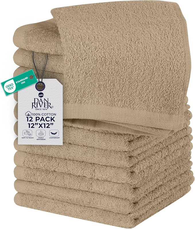DAN RIVER 12 Pack Wash Cloths for Showering by DanRiver