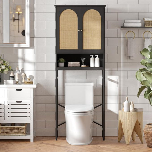 Rattan Toilet Storage Cabinet, Over The Rack Wood Cabinet by FiveWillowise
