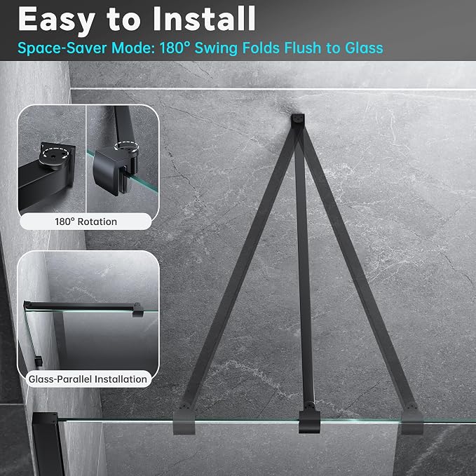 Frameless Shower Door Support Bar, Stainless Steel Wall-to-Glass Support Arm to - Image 3