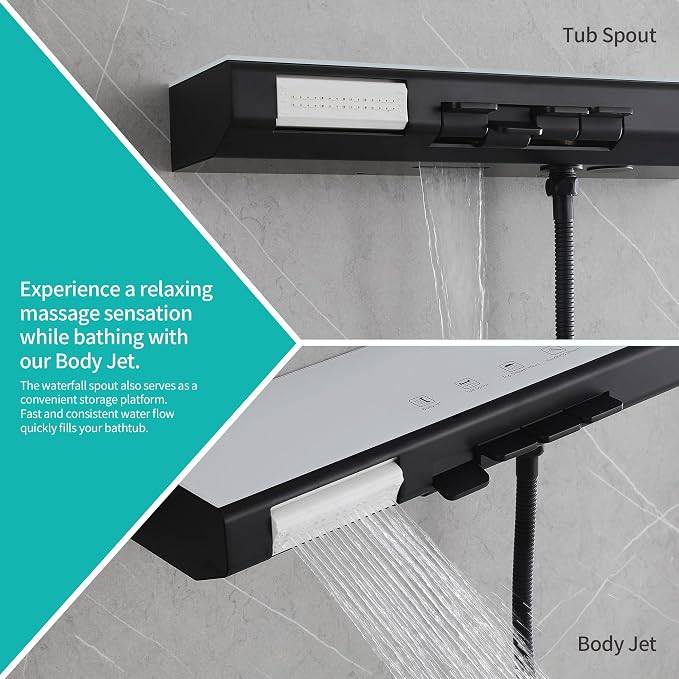 Matte Black Rain Shower System Combo: 10" Wall-Mounted Shower Fixtures - Image 3