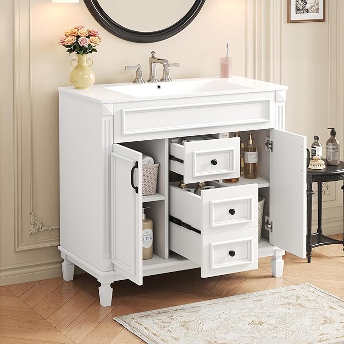 Merax 36” Bathroom Vanity with Sink, Freestanding Single Bathroom Sink Vanity - Image 3
