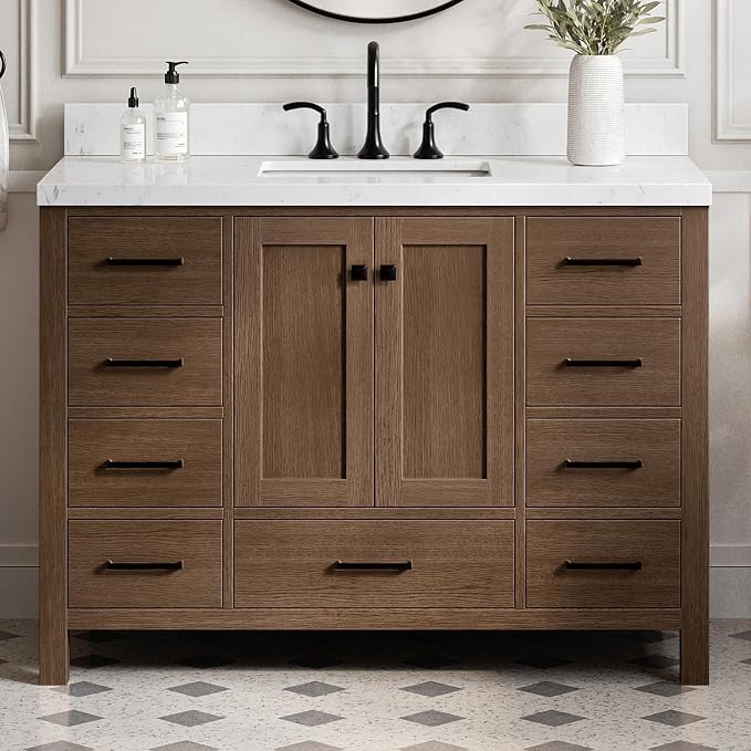 ARIEL Cambridge 48 Inch Single Rectangle Sink Bathroom Vanity by Ariel