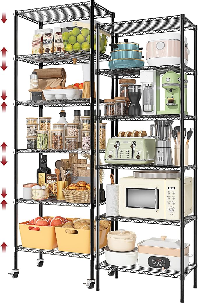 2 PACK 750 lbs Capacity Heavy Duty Garage Wire Rack Shelving, Adjustable by Homtura