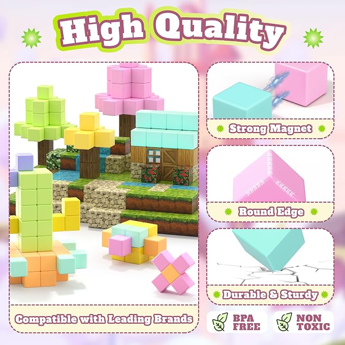 65 PCS Magnetic Blocks Set, STEM Educational Preschool Sensory Toys - Image 4