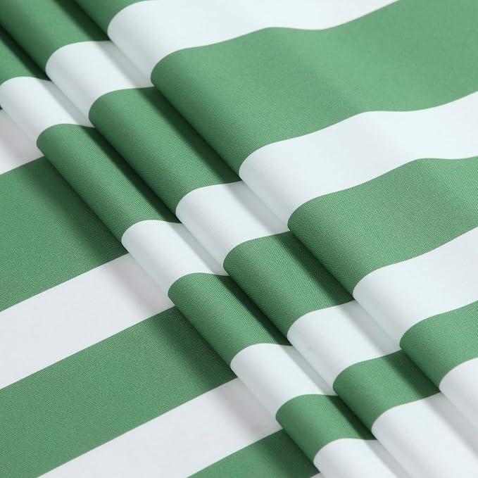 Green and White Striped Shower Curtain 72x78 Inches, Waterproof Fabric - Image 3