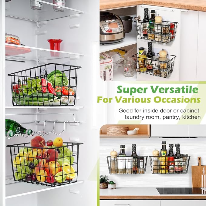 2 Pack Hanging Kitchen Baskets, Adhesive Wire Wall Storage Basket, No Drilling - Image 5