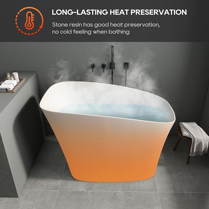 SJ Star&Jane 51" Solid Surface Japanese Soaking Bathtub Stone Resin - Image 4