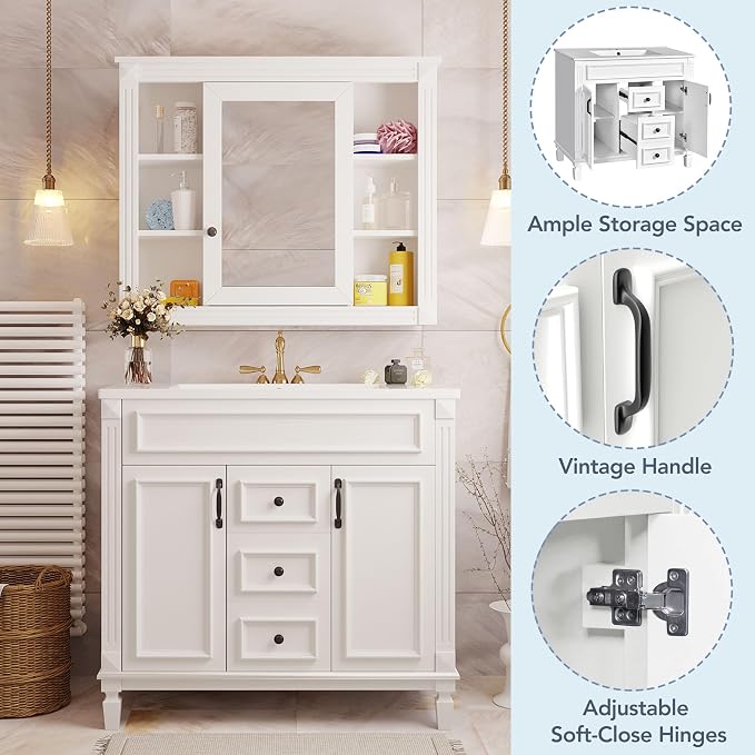 Merax 36” Bathroom Vanity with Sink, Freestanding Single Bathroom Sink Vanity - Image 4