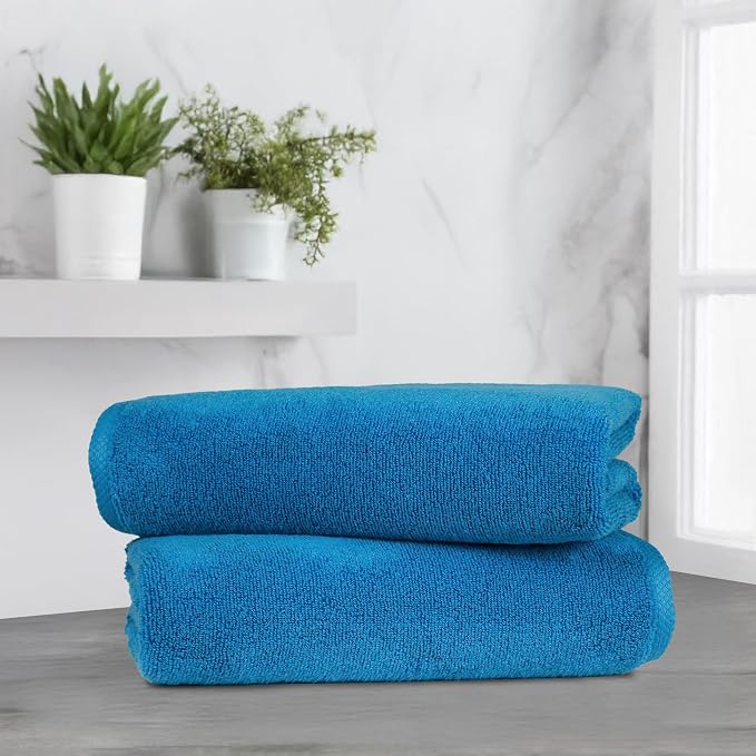 Amazon Basics 2 Piece Quick-Dry Oversize Bath Towel, 100% Cotton, Lake Blue - Image 8