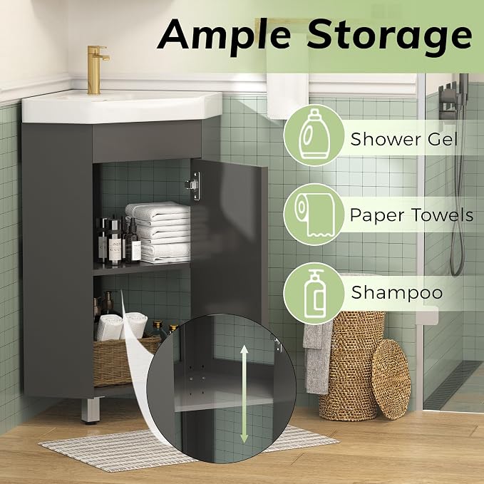 24" Corner Bathroom Vanity Sink Combo - Image 3