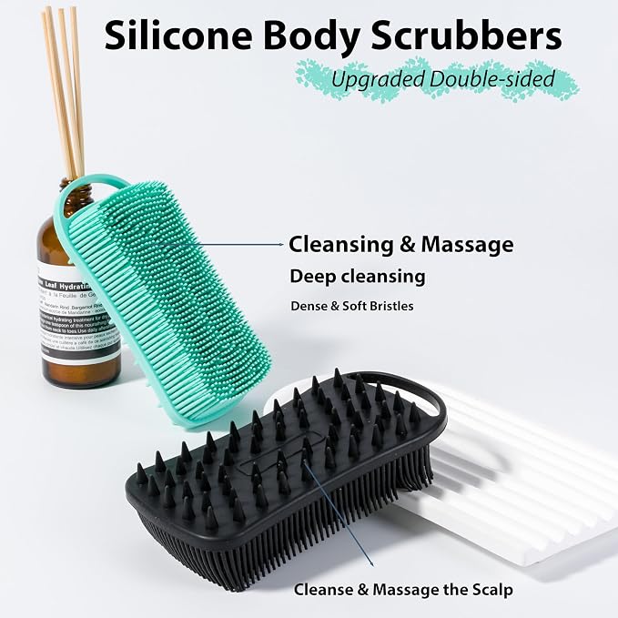 2 PC Silicone Body Scrubber, 2 in 1 Exfoliating Shower Bath Scrubber, Soft - Image 2