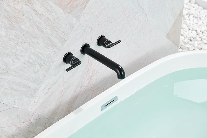 SITGES Solid Brass Wall Mount Tub Filler, High Flow Bathtub Faucet Set - Image 3