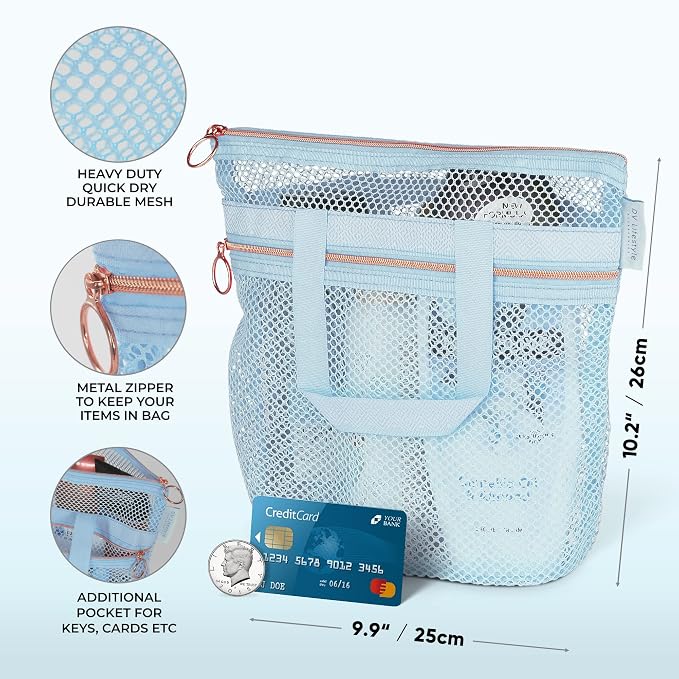 Mesh Shower Bag 10.2x9.9'' Quick-Dry Caddy - Image 2