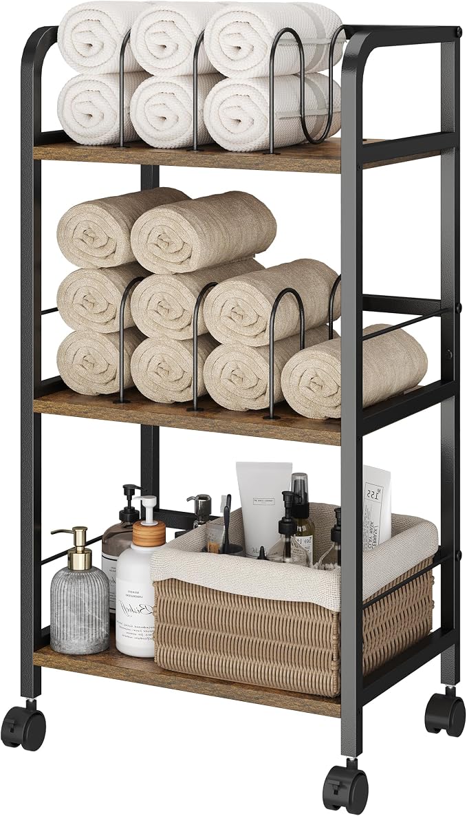 Towel Rack Free Standing Rolling 3-Tier - Image 8