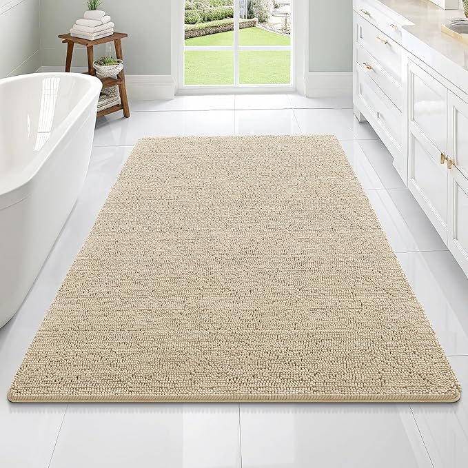 OLANLY Bathroom Rugs 70x46, Extra Soft Absorbent Chenille Bath Rugs, Rubber by OLANLY