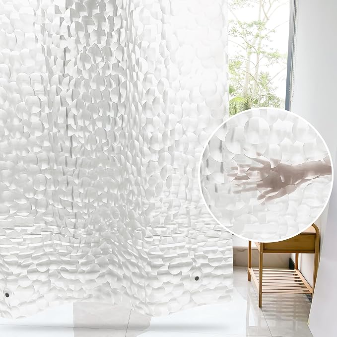 WELTRXE Extra Long Shower Curtain Liner, 72x78 Inch 3D Clear Bubble Heavy Duty - Image 6