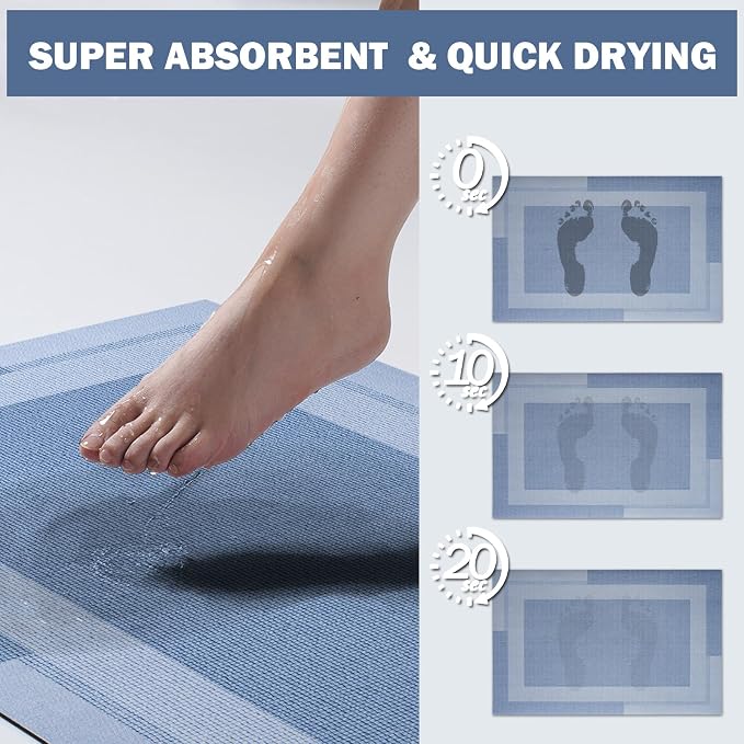 Non Slip Long Bath Mat Bathroom Runner, Rubber Backing Ultra Thin Bathroom Rugs - Image 5