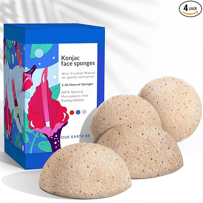 Konjac Exfoliating Face Sponge for Cleansing & Facials | Microplastic Free 100% by OurEarthBeauty