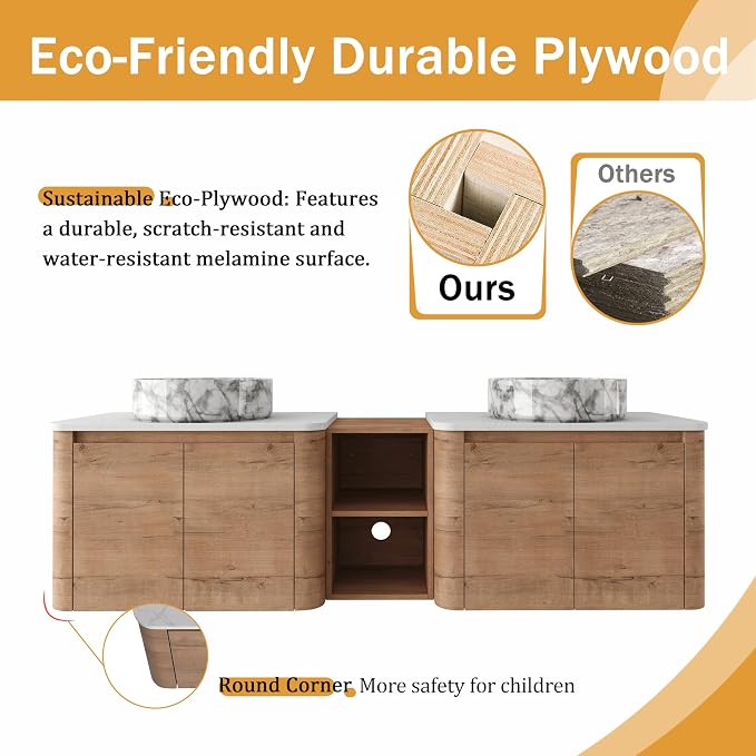 Malwee 72" Floating Bathroom Vanity - Image 6