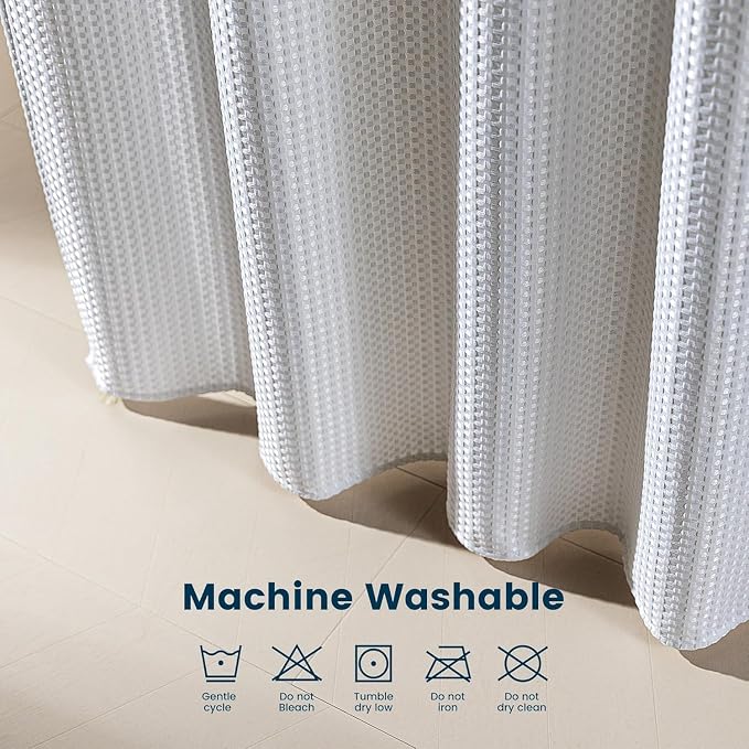SLEEP ZONE Shower Curtain Liner, Waffle Shower Curtains - Image 5