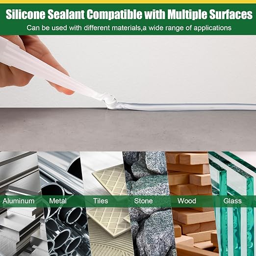6 Pack Clear Silicone Sealant Caulk, 10.1 oz 100% Waterproof Silicone Sealant - Image 5