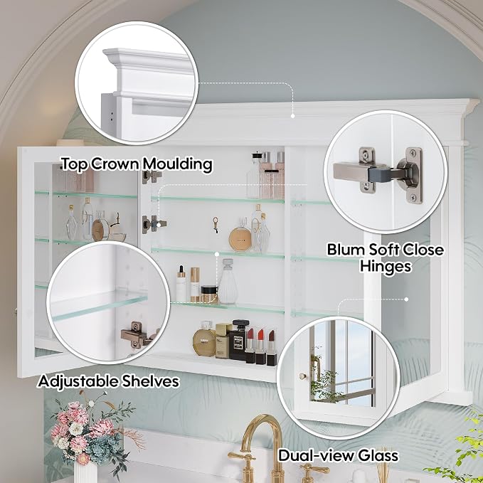 WELLFOR 48"x 32" Bathroom Medicine Cabinet - Image 8