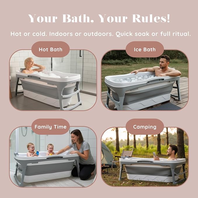 Portable Bathtub for Adult- Extra Large 56" Foldable Collapsible tub. - Image 5