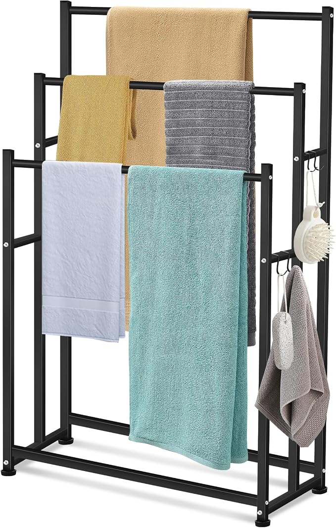 47.6 Inch Tall Free Standing Towel Racks 3 Tier Pool Towel Rack Outdoor by Inchoco