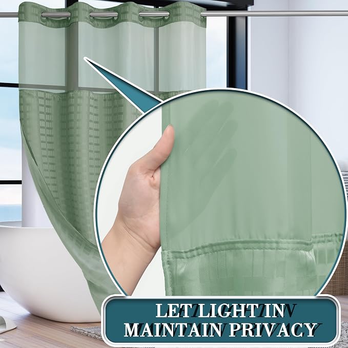 Conbo Mio Stall No Hook Sage Green Shower Curtain - Image 2