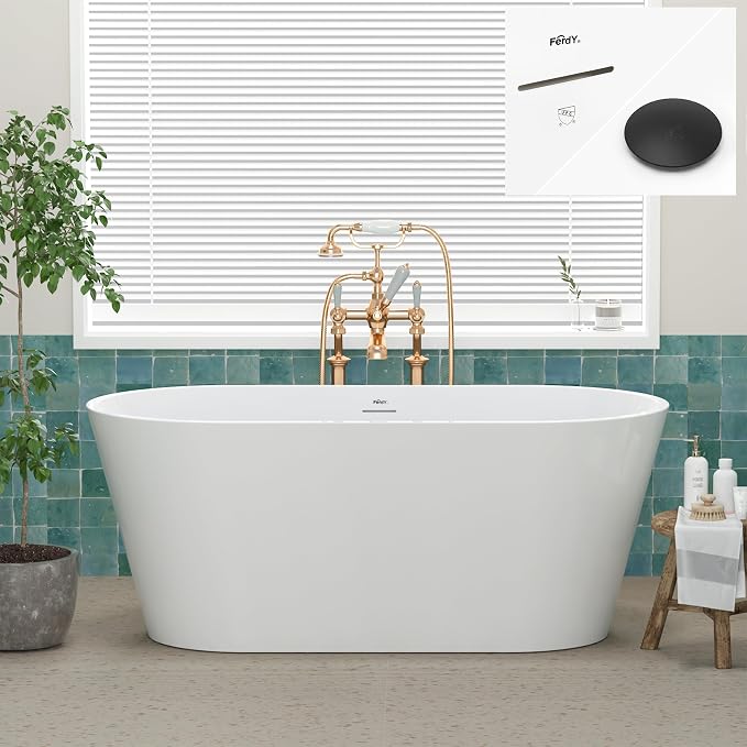 FerdY 59" Shangri-La Elite, Acrylic Freestanding Bathtub, Modern & Contemporary by FerdY