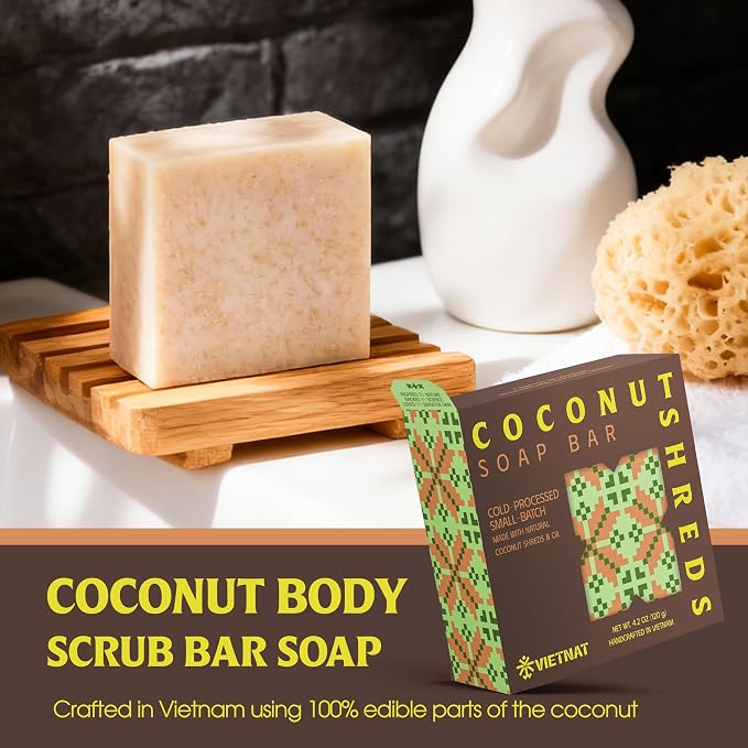 Coconut Shreds Soap Bar – 2-in-1 Cleansing & Exfoliating, Cold Process Handmade - Image 2