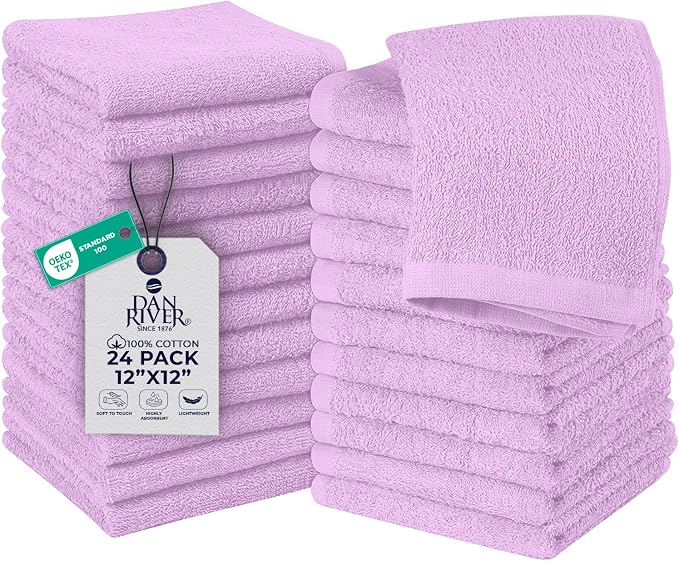 DAN RIVER 24 Pack Wash Cloths for Showering by DanRiver