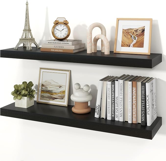 Floating Shelves for Wall, 9.3" Deep Wall Mounted Wood Shelves for Bathroom by Unknown