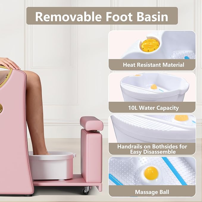Pedicure Station for Nail Tech, Reclining Pedicure Chair - Image 6