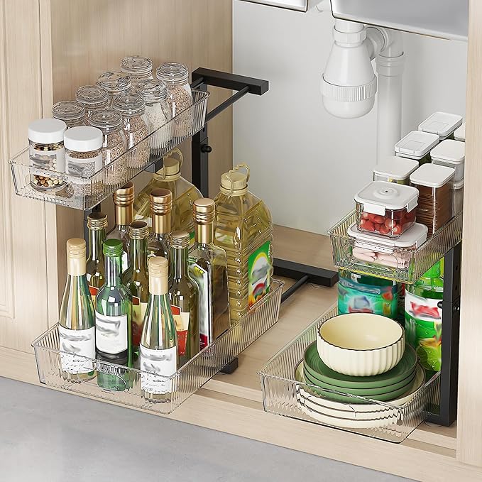 2 Pack Under Sink Organizer, 2 Tier Pull Out Storage Organizer, Slide Out by DoubleWinT