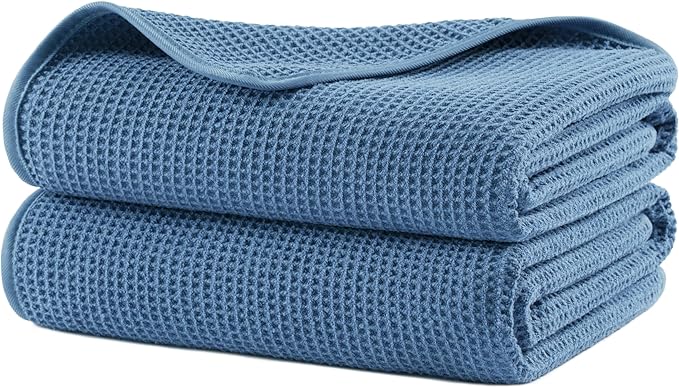 POLYTE 380 GSM Microfiber Oversize Quick Dry Lint Free Waffle Bath Towel by Polyte
