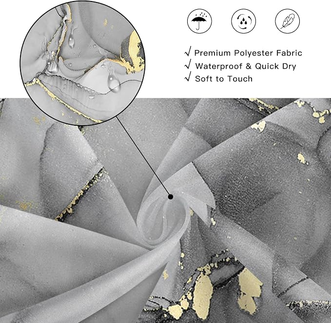 Small Stall Marble Shower Curtain 36 x 72 Inch, Half Narrow Abstract Modern - Image 4