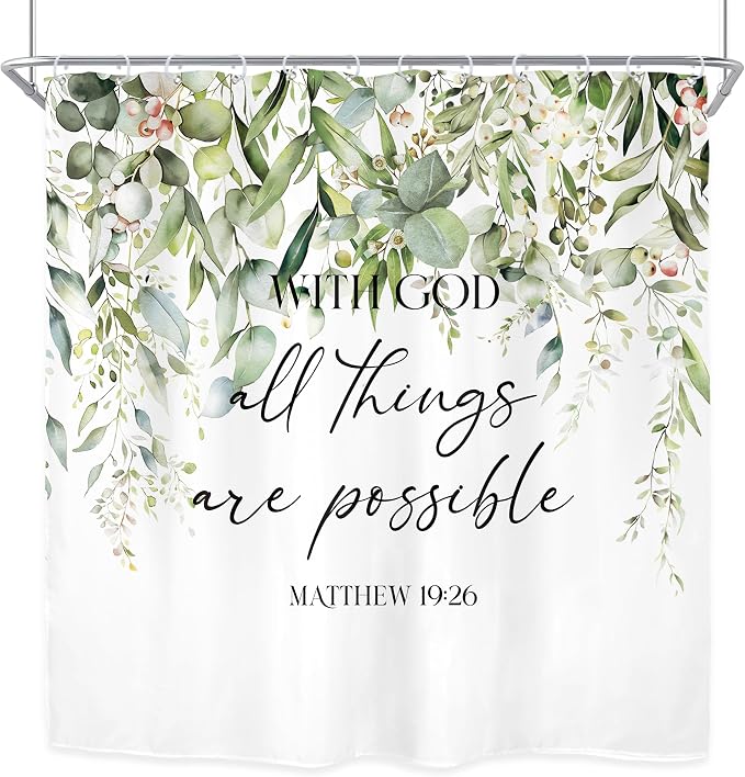 Riyidecor Sage Green Eucalyptus Leaves Shower Curtain - Image 8