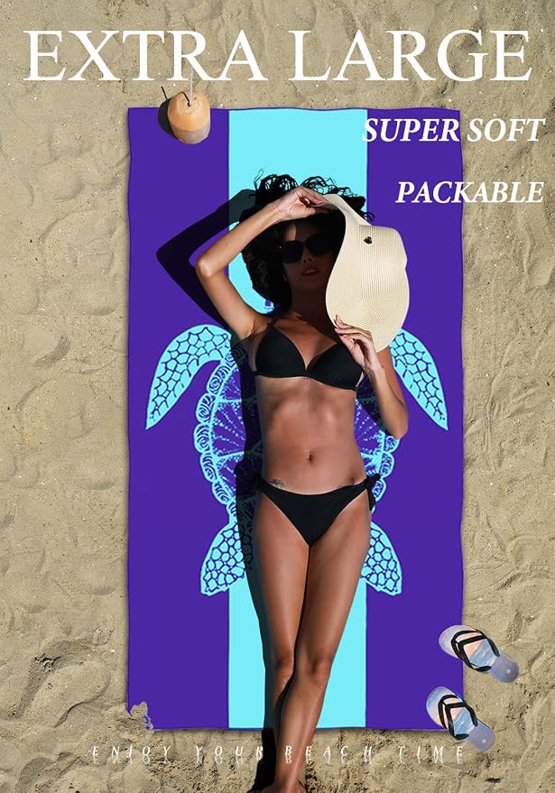 4 Pack Microfiber Lightweight Thin Beach Towel Sand Free Quick Dry Super - Image 3