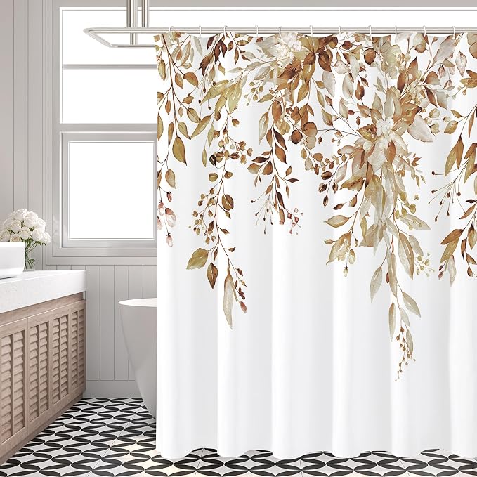 Gibelle Extra Long Shower Curtain 72 x 84, Watercolor Plant Eucalyptus Leaves - Image 6