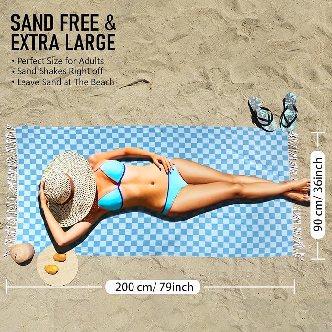 4 Pack Cotton Turkish Beach Towel Lightweight Thin Travel Vacation Essentials - Image 2