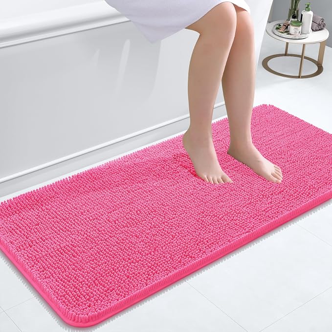 OLANLY Bathroom Rugs 47x20, Extra Soft Absorbent Chenille Bath Rugs, Rubber by OLANLY