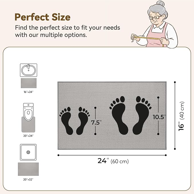 GRANNY SAYS Grey Bathroom Rugs, Soft Chenille Bathroom Mat, Absorbent Bath Mats - Image 2