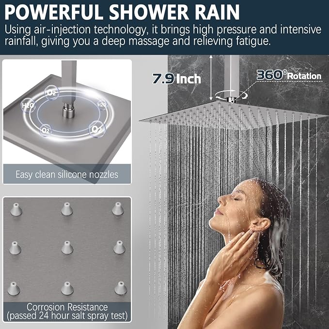 Shower Faucet Set Rainfall Shower System Push Button Diverter Shower Faucet - Image 7