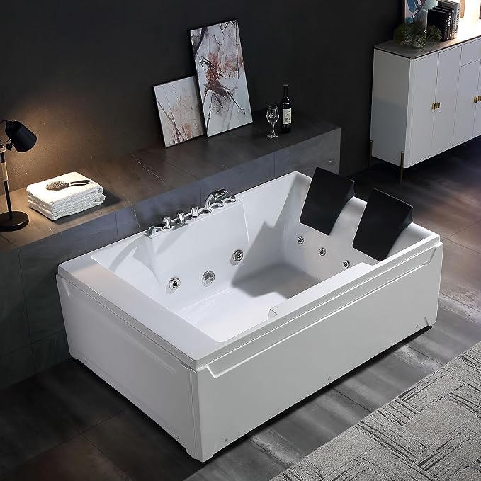 Empava 72" x 48" Whirlpool Tub, 2 Person Jetted Bathtub, Hydro Massage & - Image 10