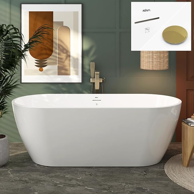 FerdY 67" Bali Elite Acrylic Freestanding Bathtub, Gracefully Shaped by FerdY
