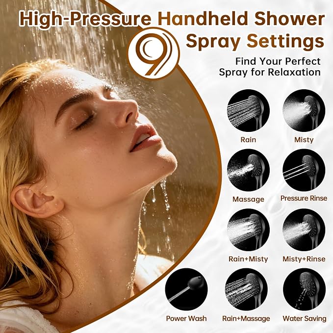 BRIGHT SHOWERS High Pressure Dual Shower Head Combo - Image 2