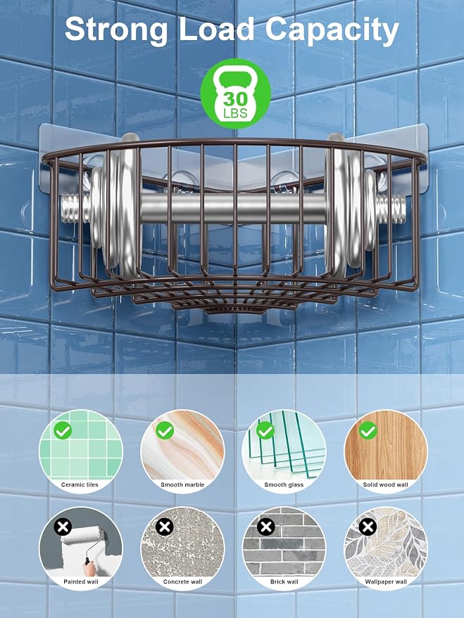 SMARTAKE 2-Pack Corner Shower Caddy Deep Basket Design, SUS304 Stainless Steel - Image 5